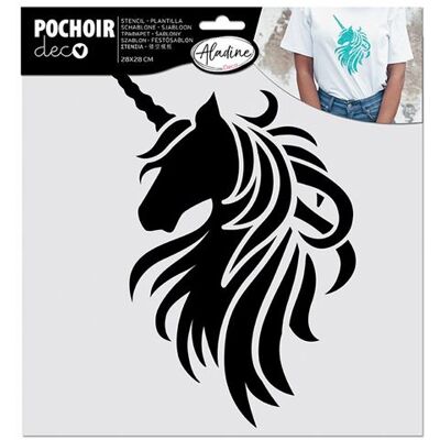 Non communiqué Pochoir pour textiles - Licorne Blanc - Publicité Non communiqué Pochoir pour textiles - Licorne Blanc - Publicité