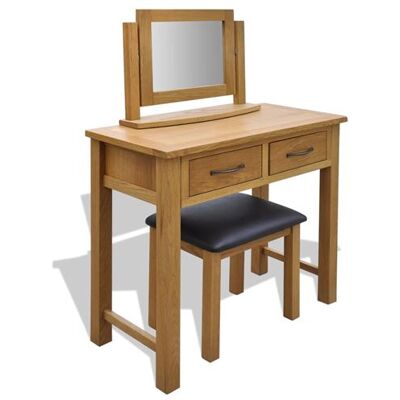 vidaXL Kaptafel met krukje massief eikenhout242742 Brun - Publicité vidaXL Kaptafel met krukje massief eikenhout242742 Brun - Publicité