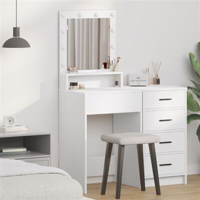 vidaXL Coiffeuse en Bois Blanc avec Miroir - Mirror Dressing Table - Publicité vidaXL Coiffeuse en Bois Blanc avec Miroir - Mirror Dressing Table - Publicité