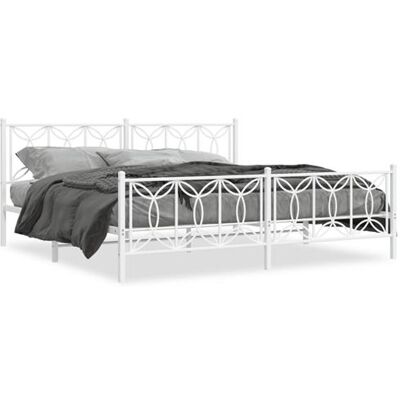vidaXL Cadre de lit en métal blanc 193x203cm - Lit - Publicité vidaXL Cadre de lit en métal blanc 193x203cm - Lit - Publicité