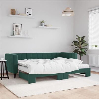 vidaXL Canapé-Lit Vert Foncé 80x200cm avec Rangement et Matelas - Publicité vidaXL Canapé-Lit Vert Foncé 80x200cm avec Rangement et Matelas - Publicité
