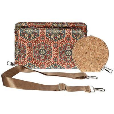 Non communiqué Pochette en Liège Bandoulière Deux Poches Zip Motif Lys Avizar Multicolore - Publicité Non communiqué Pochette en Liège Bandoulière Deux Poches Zip Motif Lys Avizar Multicolore - Publicité