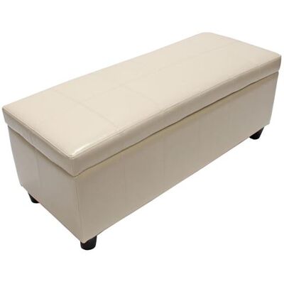 Générique Banc de rangement rembourrée Kriens cuir reconstitué 112x45x45cm crème Beige - Publicité Générique Banc de rangement rembourrée Kriens cuir reconstitué 112x45x45cm crème Beige - Publicité