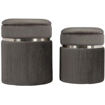 Non communiqué Lot de 2 Tabourets "Zora" 44cm Gris & Argent Gris - Publicité Non communiqué Lot de 2 Tabourets "Zora" 44cm Gris & Argent Gris - Publicité