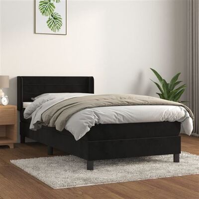 Vidaxl - Lit boxspring en velours noir avec matelas 100x200cm - Publicité Vidaxl - Lit boxspring en velours noir avec matelas 100x200cm - Publicité