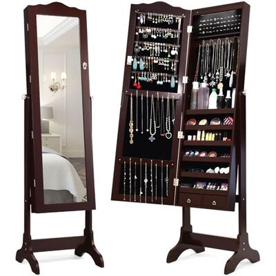 Non communiqué armoire à bijoux giantex marron sur pied avec 14 lampes led, verrouillable, réglable à 4 angles avec 2 tiroirs Marron - Publicité Non communiqué armoire à bijoux giantex marron sur pied avec 14 lampes led, verrouillable, réglable à 4 angles avec 2 tiroirs Marron - Publicité