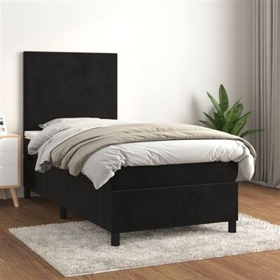 Lit simple en velours noir Maisonchic 100x200 - Lit - Publicité Lit simple en velours noir Maisonchic 100x200 - Lit - Publicité
