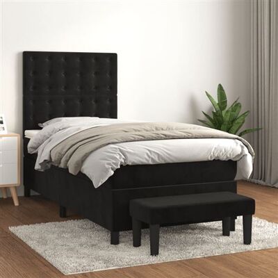 VIDAXL Maisonchic - Lit adulte, Sommier à ressorts avec matelas, Lit simple noir 100x200 cm en Velours - Lit - Publicité VIDAXL Maisonchic - Lit adulte, Sommier à ressorts avec matelas, Lit simple noir 100x200 cm en Velours - Lit - Publicité
