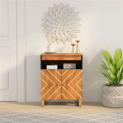 vidaXL Meuble auxiliaire en bois de mangue massif - Marron et noir - 60x33,5x75 cm - Publicité vidaXL Meuble auxiliaire en bois de mangue massif - Marron et noir - 60x33,5x75 cm - Publicité