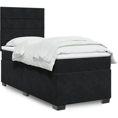 vidaXL Lit box spring en velours noir - Confort & Support - Publicité vidaXL Lit box spring en velours noir - Confort & Support - Publicité