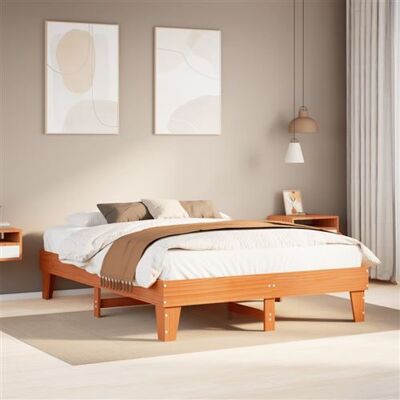 vidaXL Cadre de lit sans matelas cire marron - 150x200 cm - Cadre de lit - Publicité vidaXL Cadre de lit sans matelas cire marron - 150x200 cm - Cadre de lit - Publicité