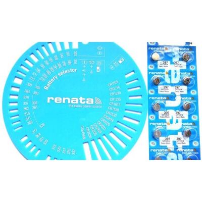 Renata 397 SR726SW Silver Oxide 1 blister de 10 Piles boutons , avec Gabarit Argent - Publicité Renata 397 SR726SW Silver Oxide 1 blister de 10 Piles boutons , avec Gabarit Argent - Publicité