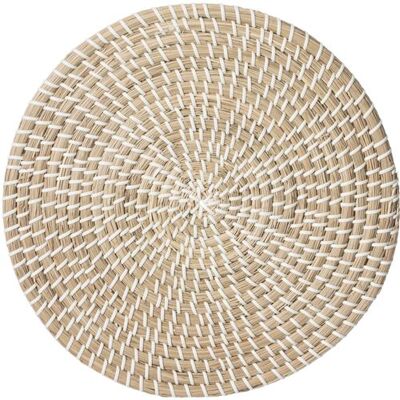 Set de table rond en rotin Secret de Gourmet - 35cm - Blanc - Publicité Set de table rond en rotin Secret de Gourmet - 35cm - Blanc - Publicité