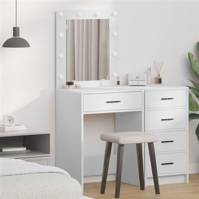 vidaXL Commode miroir en bois blanc 50 x 41 x 135 cm - Coiffeuse - Publicité vidaXL Commode miroir en bois blanc 50 x 41 x 135 cm - Coiffeuse - Publicité