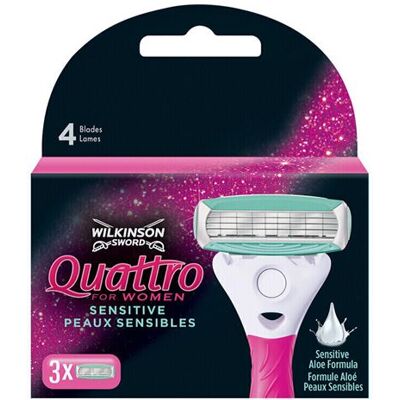 Non communiqué Wilkinson - Lames Quattro For Women Sensitive X 3 - Publicité Non communiqué Wilkinson - Lames Quattro For Women Sensitive X 3 - Publicité