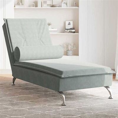 Non communiqué vidaXL Chaise longue de massage avec traversin gris clair velours, chaise de canapé longue, chaise longue de chambre, chaise 379450 Gris - Publicité Non communiqué vidaXL Chaise longue de massage avec traversin gris clair velours, chaise de canapé longue, chaise longue de chambre, chaise 379450 Gris - Publicité