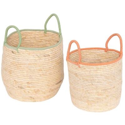 Non communiqué Atmosphera Créateur d'intérieur - Lot de 2 Paniers en Maïs "Wild Romance" 27cm Naturel Beige - Publicité Non communiqué Atmosphera Créateur d'intérieur - Lot de 2 Paniers en Maïs "Wild Romance" 27cm Naturel Beige - Publicité