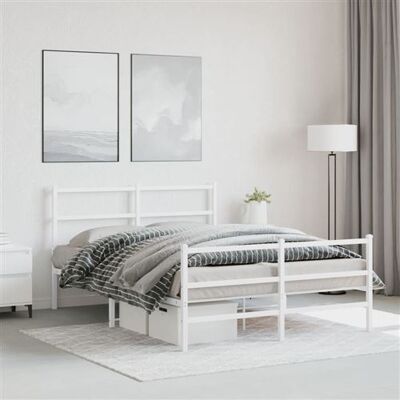 Cadre de lit en métal vidaXL blanc 135x190 cm Double - Cadre de lit - Publicité Cadre de lit en métal vidaXL blanc 135x190 cm Double - Cadre de lit - Publicité