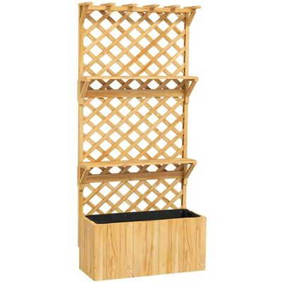Non communiqué Jardinière avec treillis haut H.177 cm - 2 étagères, support haut, inserts irrigation, feutre - bois sapin pré-huilé Beige - Publicité Non communiqué Jardinière avec treillis haut H.177 cm - 2 étagères, support haut, inserts irrigation, feutre - bois sapin pré-huilé Beige - Publicité