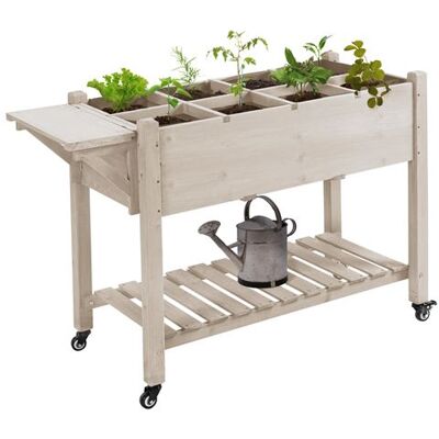 Non communiqué Jardinière sur pied - potager sur roulettes - étagère, tablette rabattable, inserts d'irrigation, feutre drainage - bois pré-huilé clair Beige - Publicité Non communiqué Jardinière sur pied - potager sur roulettes - étagère, tablette rabattable, inserts d'irrigation, feutre drainage - bois pré-huilé clair Beige - Publicité