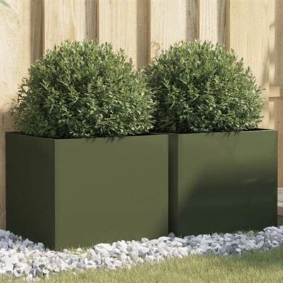 vidaXL Ensemble de 2 jardinières en acier vert olive 42x40x39 cm - Publicité vidaXL Ensemble de 2 jardinières en acier vert olive 42x40x39 cm - Publicité