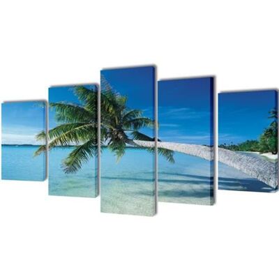 VIDAXL Set de toiles murales imprimées Plage avec palmier 200 x 100 cm Or - Publicité VIDAXL Set de toiles murales imprimées Plage avec palmier 200 x 100 cm Or - Publicité