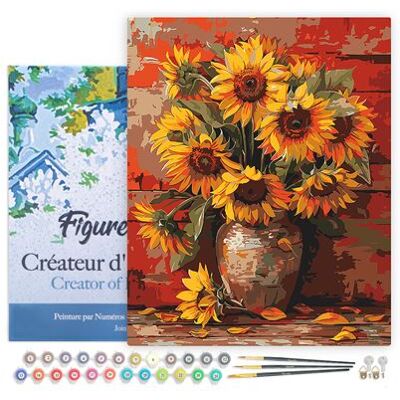 Non communiqué Peinture par Numéro Figured'Art avec Cadre - Vase de tournesols automnal - Numéro d'Art Complet - 40x50cm toile tendue sur châssis - Publicité Non communiqué Peinture par Numéro Figured'Art avec Cadre - Vase de tournesols automnal - Numéro d'Art Complet - 40x50cm toile tendue sur châssis - Publicité