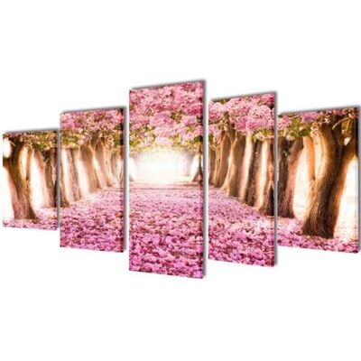 vidaXL Ensemble d'images en toile de fleurs de cerisier - Décoration murale - Publicité vidaXL Ensemble d'images en toile de fleurs de cerisier - Décoration murale - Publicité