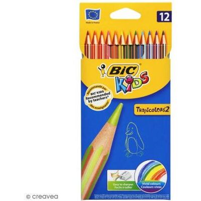 Crayons de couleur Bic Kids Tropicolor - 12 crayons - Publicité Crayons de couleur Bic Kids Tropicolor - 12 crayons - Publicité