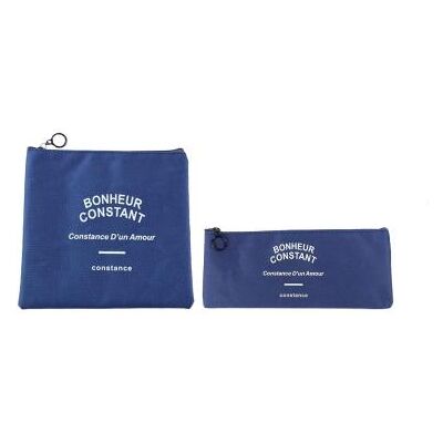 NOVAGO Lot de 2 Trousses pochettes scolaires, fourre tout, trousse à crayons, petite trousse à maquillage Série Bonheur ( Bleu ) Bleu - Publicité NOVAGO Lot de 2 Trousses pochettes scolaires, fourre tout, trousse à crayons, petite trousse à maquillage Série Bonheur ( Bleu ) Bleu - Publicité