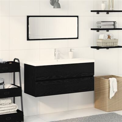 Meuble de Salle de Bain en Noyer Noir avec Lavabo - 90x38.5x45 cm - Publicité Meuble de Salle de Bain en Noyer Noir avec Lavabo - 90x38.5x45 cm - Publicité