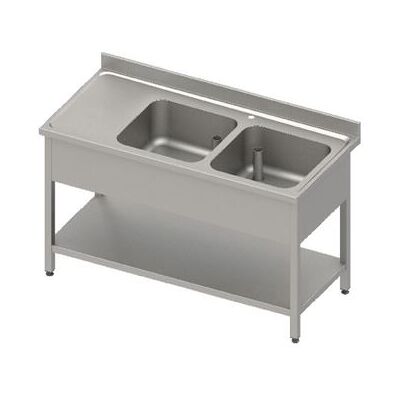 Non communiqué Plonge Inox avec Egouttoir Lisse et Etagère - Double Cuve - Gamme 700 - Stalgast - soudée - Acier inoxydable1400x700 x700x900mm - Publicité Non communiqué Plonge Inox avec Egouttoir Lisse et Etagère - Double Cuve - Gamme 700 - Stalgast - soudée - Acier inoxydable1400x700 x700x900mm - Publicité
