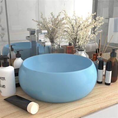 vidaXL Lavabo de luxe rond en céramique bleu clair - Lavabo - Publicité vidaXL Lavabo de luxe rond en céramique bleu clair - Lavabo - Publicité
