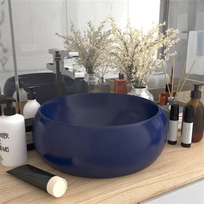 Lavabo Rond en Céramique Bleue de Luxe - Accessoire Salle de Bain - Publicité Lavabo Rond en Céramique Bleue de Luxe - Accessoire Salle de Bain - Publicité
