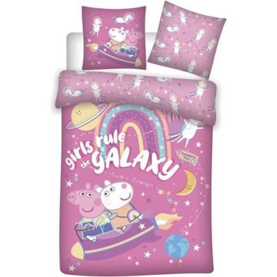 Peppa Pig - Galaxy - Rose - 140x200 cm - Duvet cover - Publicité Peppa Pig - Galaxy - Rose - 140x200 cm - Duvet cover - Publicité