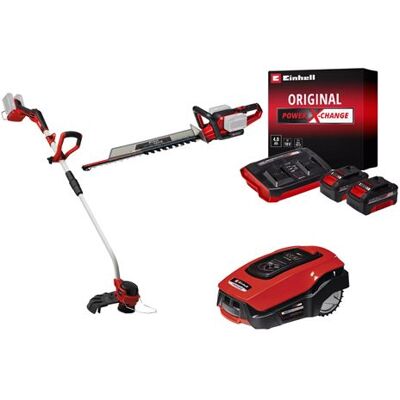 Non communiqué Einhell Kit premium jardin sans fil Einhell – Taille-haies 36V, coupe-bordure 36V, robot tondeuse + batteries 4.0Ah - Publicité Non communiqué Einhell Kit premium jardin sans fil Einhell – Taille-haies 36V, coupe-bordure 36V, robot tondeuse + batteries 4.0Ah - Publicité