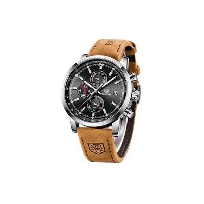 Non communiqué Montre chronographe homme étanche à l'eau d'affaires analogiques quartz cadran noir montre bracelet pour hommes cuir bande marron - Publicité Non communiqué Montre chronographe homme étanche à l'eau d'affaires analogiques quartz cadran noir montre bracelet pour hommes cuir bande marron - Publicité