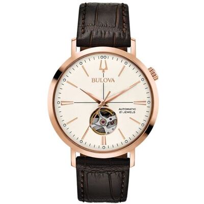 Bulova 97A136, Automatic, 41mm, 3ATM Marron - Publicité Bulova 97A136, Automatic, 41mm, 3ATM Marron - Publicité