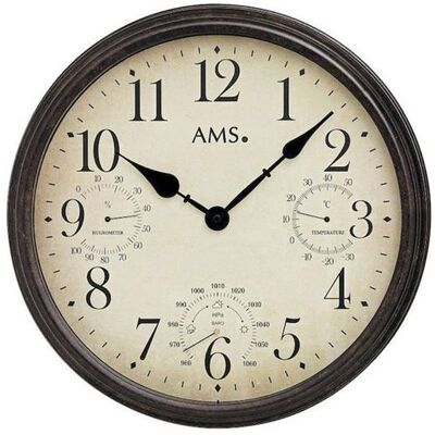 AMS W9463 - Horloge Murale à Quartz avec Température & Humidité - 42cm - Publicité AMS W9463 - Horloge Murale à Quartz avec Température & Humidité - 42cm - Publicité