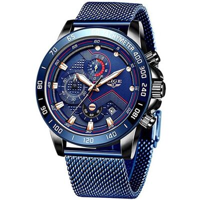 Non communiqué LIGE LG9929G-FD-UK Montre homme étanche analogique coloris bleu nuit - Chronomètre - Date - Bracelet Acier inoxydable Bleu nuit - Publicité Non communiqué LIGE LG9929G-FD-UK Montre homme étanche analogique coloris bleu nuit - Chronomètre - Date - Bracelet Acier inoxydable Bleu nuit - Publicité