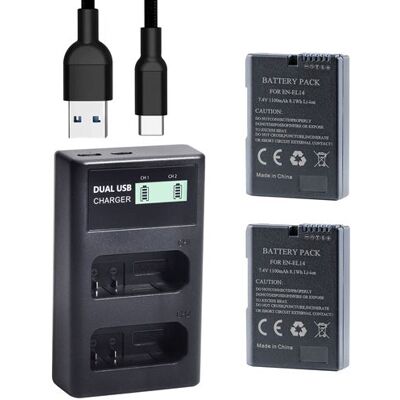 Non communiqué 2pièces Qumox EN-EL14 EN-EL14a Batteries et LCD USB Chargeur Double pour Nikon D5500, D5300, D3300, D5100, D5200, D3100, Nikon Df, D3200, P7100, P7700 Camera - Publicité Non communiqué 2pièces Qumox EN-EL14 EN-EL14a Batteries et LCD USB Chargeur Double pour Nikon D5500, D5300, D3300, D5100, D5200, D3100, Nikon Df, D3200, P7100, P7700 Camera - Publicité