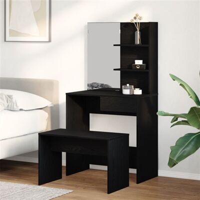 Non communiqué Set de table de maquillage en chêne noir en bois reconstitué, Table de maquillage en chêne noir avec miroir 74,5 x 40 x 141 cm, Noir - Publicité Non communiqué Set de table de maquillage en chêne noir en bois reconstitué, Table de maquillage en chêne noir avec miroir 74,5 x 40 x 141 cm, Noir - Publicité
