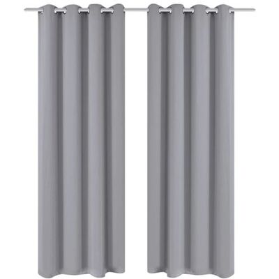 Rideaux occultants 2 pièces avec œillets métalliques 135x175 cm gris - Rideaux - Publicité Rideaux occultants 2 pièces avec œillets métalliques 135x175 cm gris - Rideaux - Publicité