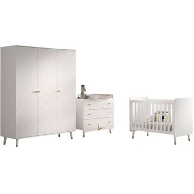 Ensemble chambre bébé VIPACK - Satin blanc 60x120cm - Sans matelas - Publicité Ensemble chambre bébé VIPACK - Satin blanc 60x120cm - Sans matelas - Publicité