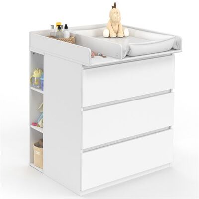 Non communiqué Commode à langer évolutive AMBRE blanc 3 tiroirs table à langer et 2 étagères amovibles Blanc - Publicité Non communiqué Commode à langer évolutive AMBRE blanc 3 tiroirs table à langer et 2 étagères amovibles Blanc - Publicité