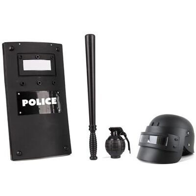Non communiqué Set Policier 4 pieces enfant - Noir Gris - Publicité Non communiqué Set Policier 4 pieces enfant - Noir Gris - Publicité