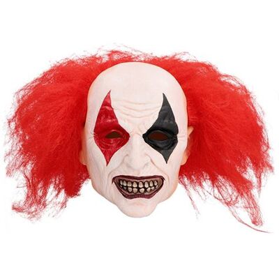 Masque en latex Psycho Clown avec cheveux - masque - Publicité Masque en latex Psycho Clown avec cheveux - masque - Publicité