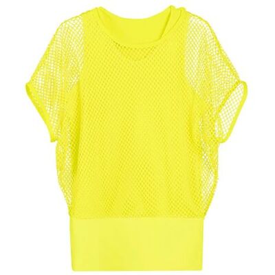 Feestbazaar - T-shirt jaune avec top en filet - Publicité Feestbazaar - T-shirt jaune avec top en filet - Publicité