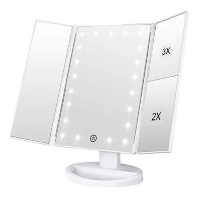 Non communiqué Brightake Miroir cosmétique Miroir de maquillage éclairé, miroir avec grossissement 1X/ 2X/ 3X blanc - Publicité Non communiqué Brightake Miroir cosmétique Miroir de maquillage éclairé, miroir avec grossissement 1X/ 2X/ 3X blanc - Publicité