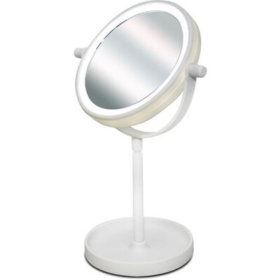 Non communiqué Miroir de table avec éclairage LED miroir coméstique pivotant avec support - Diamètre 15 x Hauteur 28.5 cm -JUANIO- Blanc - Publicité Non communiqué Miroir de table avec éclairage LED miroir coméstique pivotant avec support - Diamètre 15 x Hauteur 28.5 cm -JUANIO- Blanc - Publicité
